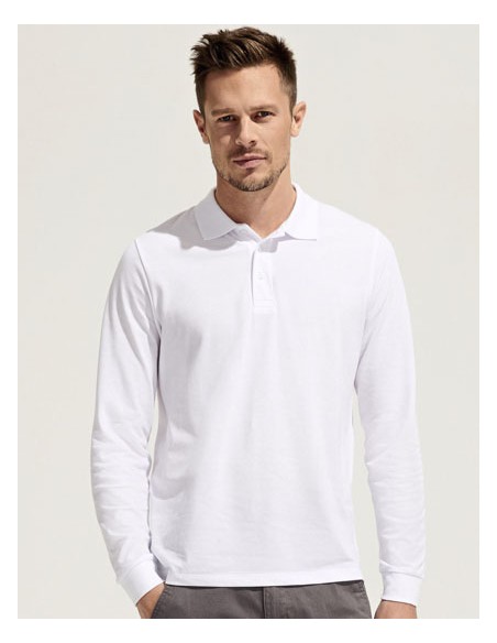 SOL-03983-Unisex Long Sleeve Polycotton Polo Shirt