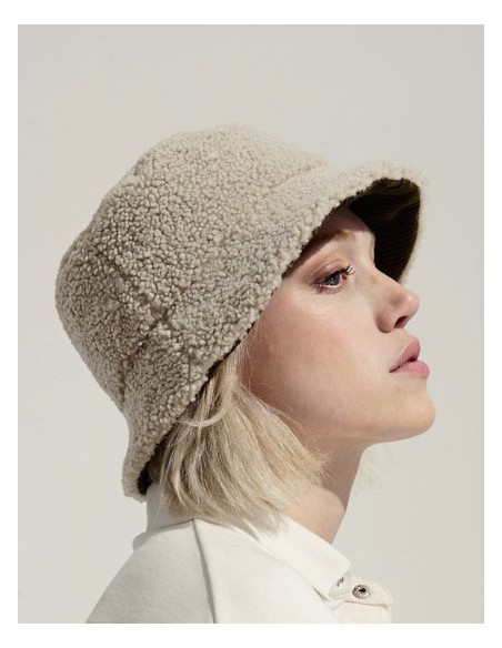SOL-03998-Reversible Sherpa And Velvet Bucket Hat