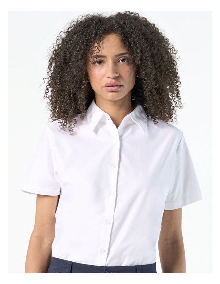 SOL-16030-Womens Oxford-Blouse Elite Short Sleeve
