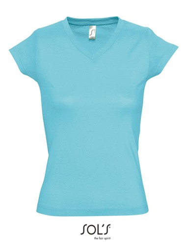 SOL-11388-Womens V-Neck-T-Shirt Moon