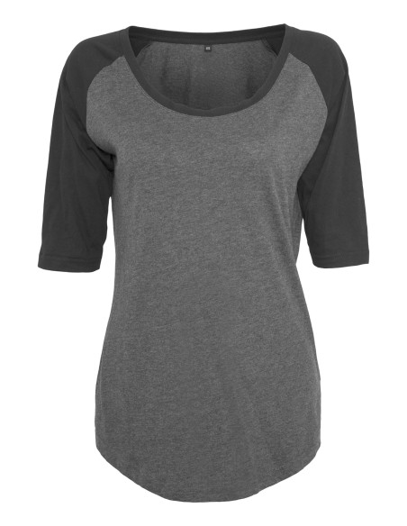 B-BY022-Ladies 3/4 Contrast Raglan Tee