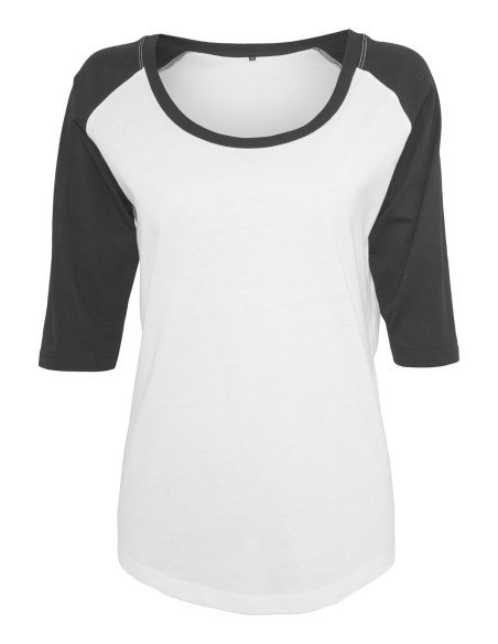 B-BY022-Ladies 3/4 Contrast Raglan Tee