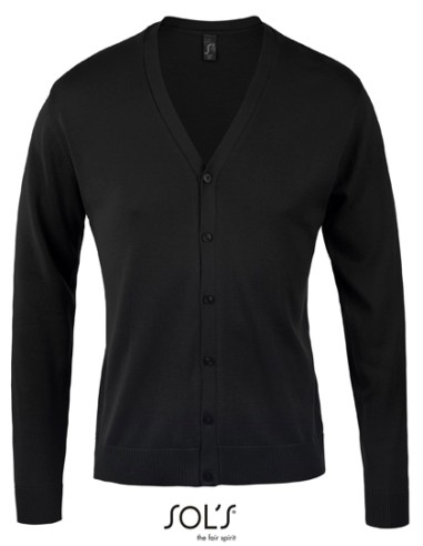 SOL-90011-Mens Golden V-Neck Knitted Cardigan