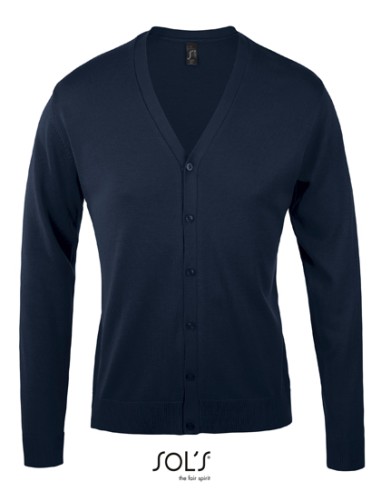 SOL-90011-Mens Golden V-Neck Knitted Cardigan