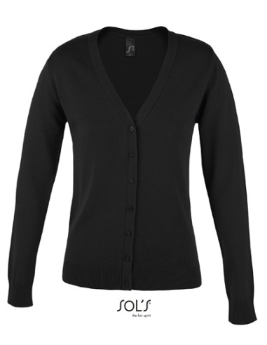 SOL-90012-Womens Golden V-Neck Knitted Cardigan