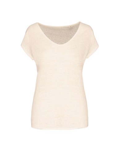 SPA-SP321-LADIES' V-NECK LINEN T-SHIRT