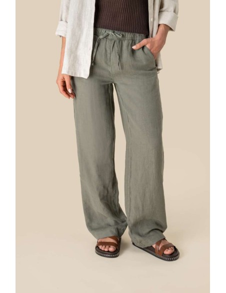 SPA-SP733-ECO-FRIENDLY LADIES' LINEN WASHED EFFECT TROUSERS