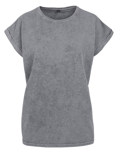 B-BY053-Ladies Acid Washed Extended Shoulder Tee