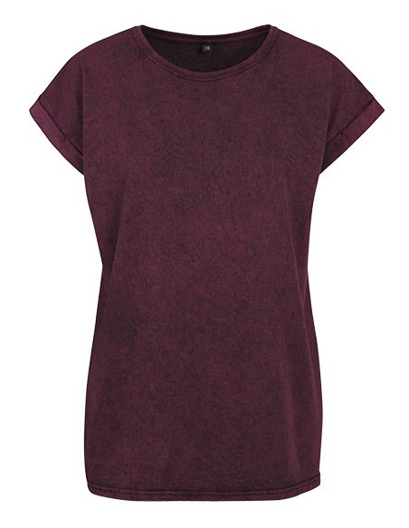 B-BY053-Ladies Acid Washed Extended Shoulder Tee