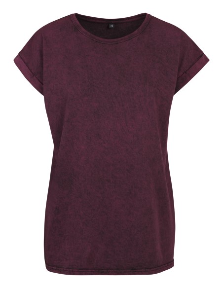 B-BY053-Ladies Acid Washed Extended Shoulder Tee
