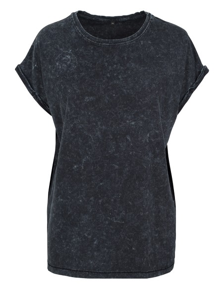 B-BY053-Ladies Acid Washed Extended Shoulder Tee
