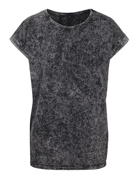 B-BY053-Ladies Acid Washed Extended Shoulder Tee