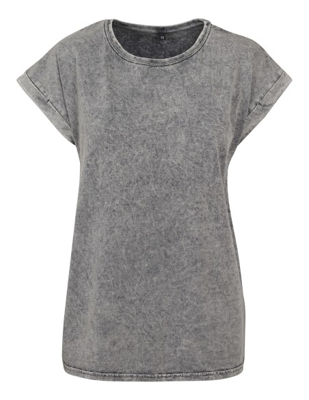 B-BY053-Ladies Acid Washed Extended Shoulder Tee