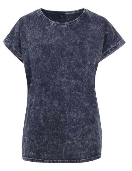 B-BY053-Ladies Acid Washed Extended Shoulder Tee