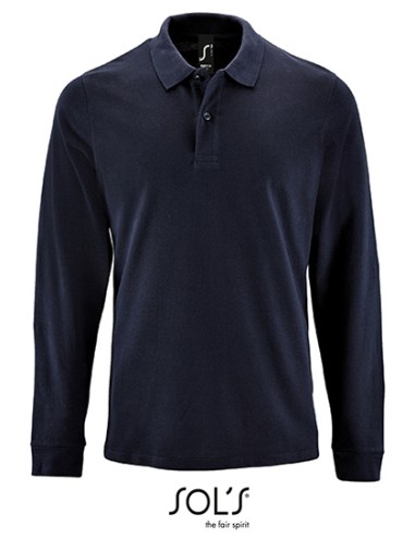 SOL-02087-Mens Long-Sleeve Piqué Polo Shirt Perfect