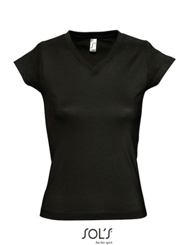 SOL-11388-Womens V-Neck-T-Shirt Moon