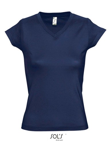 SOL-11388-Womens V-Neck-T-Shirt Moon