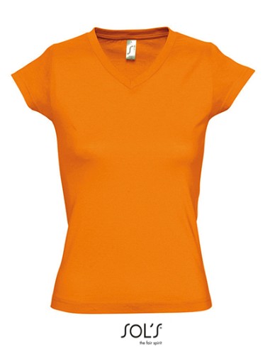 SOL-11388-Womens V-Neck-T-Shirt Moon
