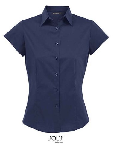 SOL-17020-Womens Stretch-Blouse Excess Short Sleeve