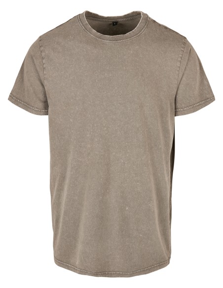 B-BY190-Acid Washed Round Neck Tee