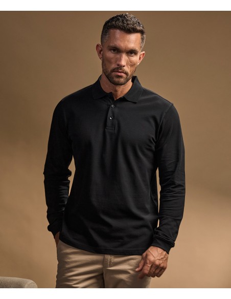 TEE-1406-Mens Luxury Stretch Long Sleeve Polo