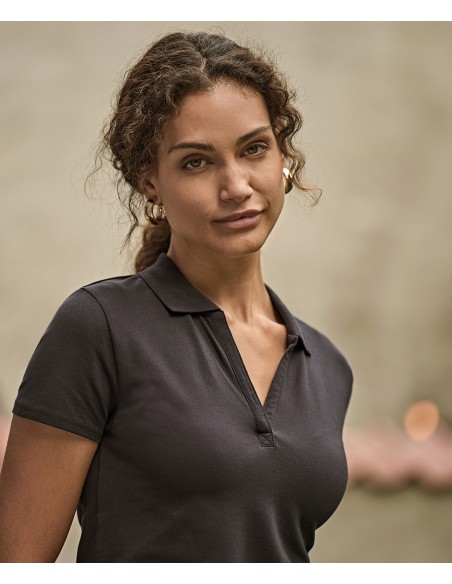 TEE-1409-Womens Luxury Stretch V-Neck Polo