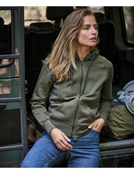 TEE-5436-Womens Fashion Full Zip Hood