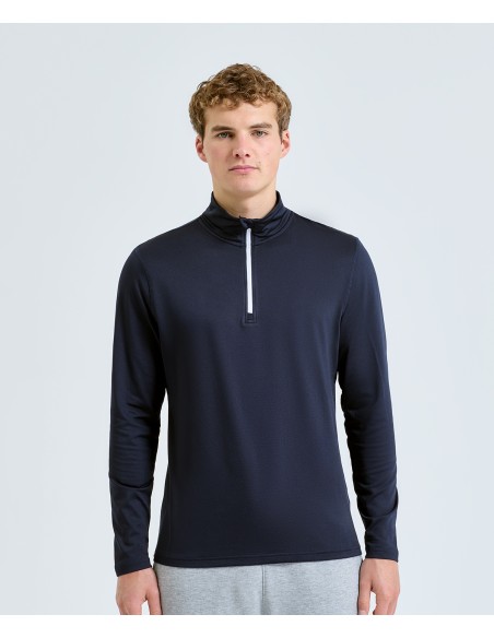 TRI-TR111-Top en tissu gratté recyclé à ¼ de zip et à manches longues TriDri®