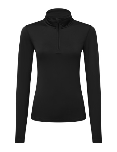 TRI-TR121-Top femme en tissu gratté recyclé à ¼ de zip et à manches longues TriDri®