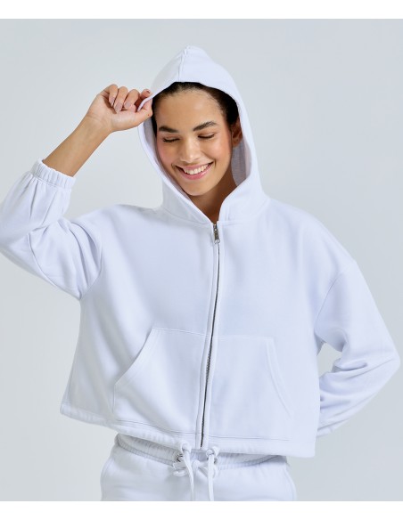 TRI-TR601-Womens Recycled Drawstring Full-Zip Hoodie