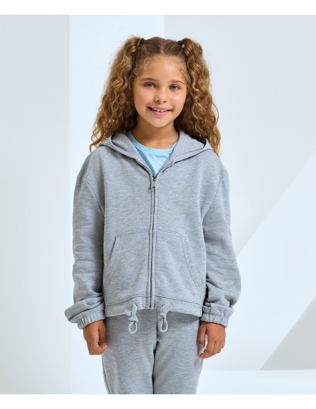 TRI-TR61B-Kids Recycled Cropped Oversize Full-Zip Hoodie