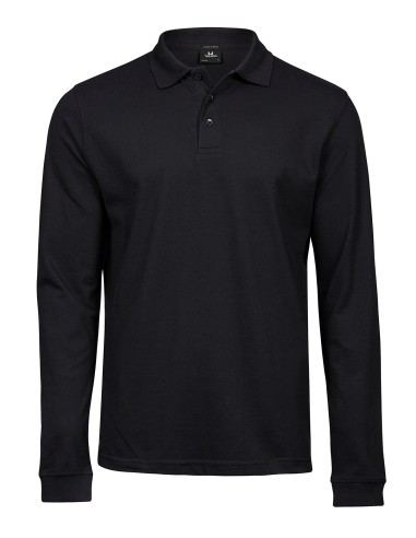 TEE-1406-Mens Luxury Stretch Long Sleeve Polo