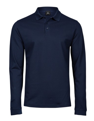 TEE-1406-Mens Luxury Stretch Long Sleeve Polo