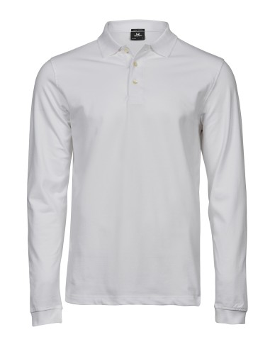 TEE-1406-Mens Luxury Stretch Long Sleeve Polo