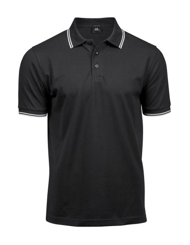 TEE-1407-Mens Luxury Stripe Stretch Polo