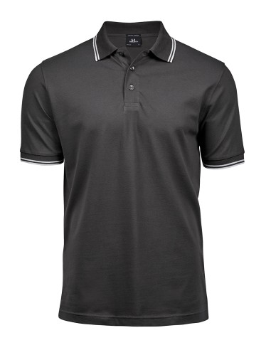 TEE-1407-Mens Luxury Stripe Stretch Polo