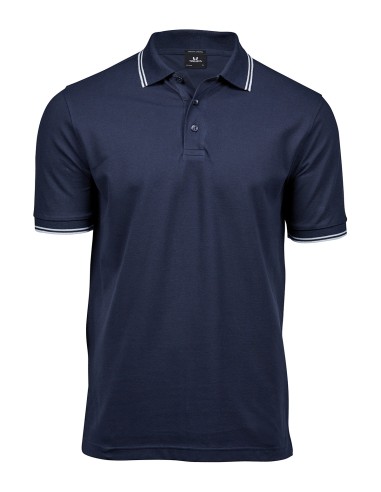 TEE-1407-Mens Luxury Stripe Stretch Polo