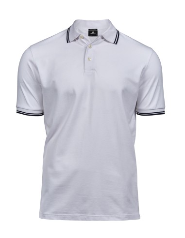 TEE-1407-Mens Luxury Stripe Stretch Polo