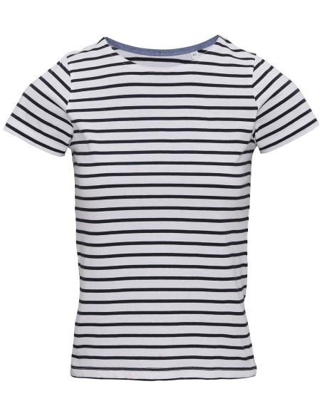 A-AQ073-T-shirt marinière « coastal » femme à manches courtes