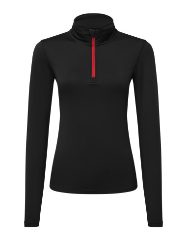 TRI-TR121-Top femme en tissu gratté recyclé à ¼ de zip et à manches longues TriDri®