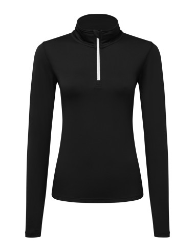 TRI-TR121-Top femme en tissu gratté recyclé à ¼ de zip et à manches longues TriDri®