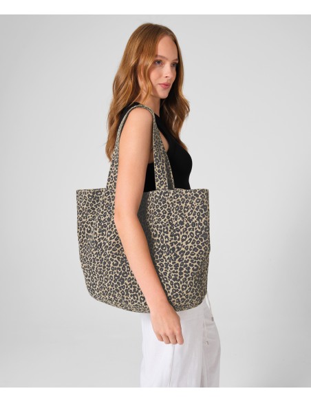WES-W335-Leopard Print Canvas Shopper
