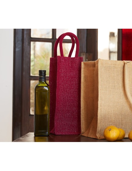 WES-W433-Shimmer Jute Bottle Bag
