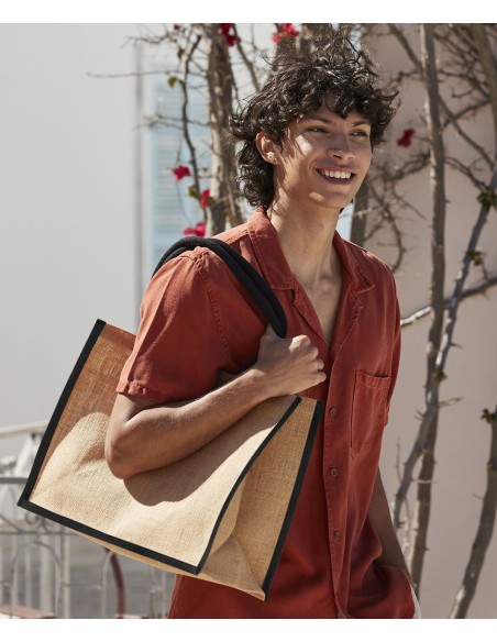 WES-W470-Natural Starched Jute Classic Shopper