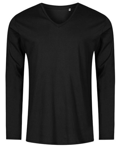 XOB-1460-Mens V-Neck T-Shirt Long Sleeve