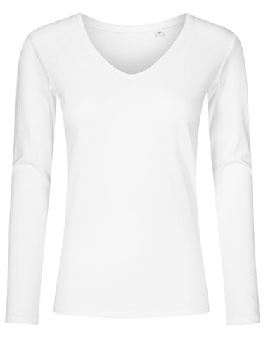 XOB-1560-Womens V-Neck T-Shirt Long Sleeve