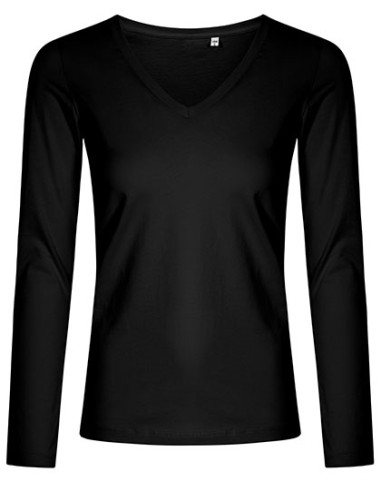 XOB-1560-Womens V-Neck T-Shirt Long Sleeve