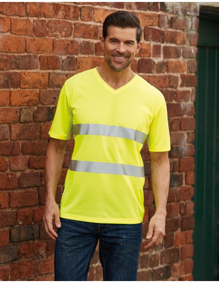 YOK-HVJ910-Hi-Vis Top Cool Super Light V-Neck T-Shirt