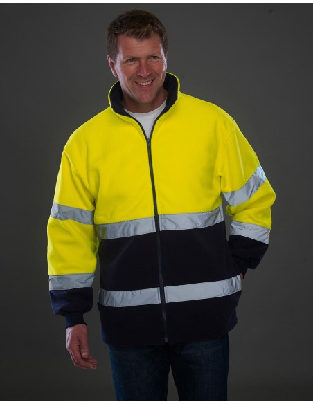 YOK-HVK10B-Hi-Vis 2 Bands 2-Tone Fleece Jacket