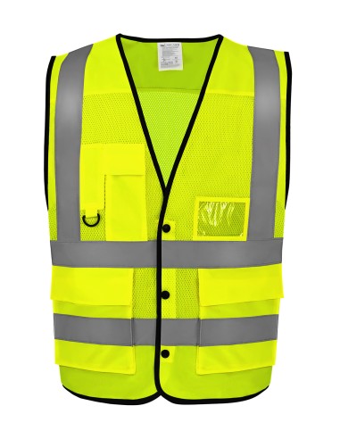 YOK-HVW860-Gilet à boutons en maille ouverte supérieure haute-visibilité (HVW860)